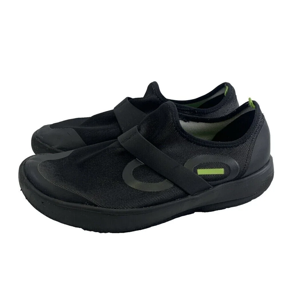 OOFOS OOmg Fibre Low Black Slip On Fabric Stretch Comfort Sneaker Active Mens 10